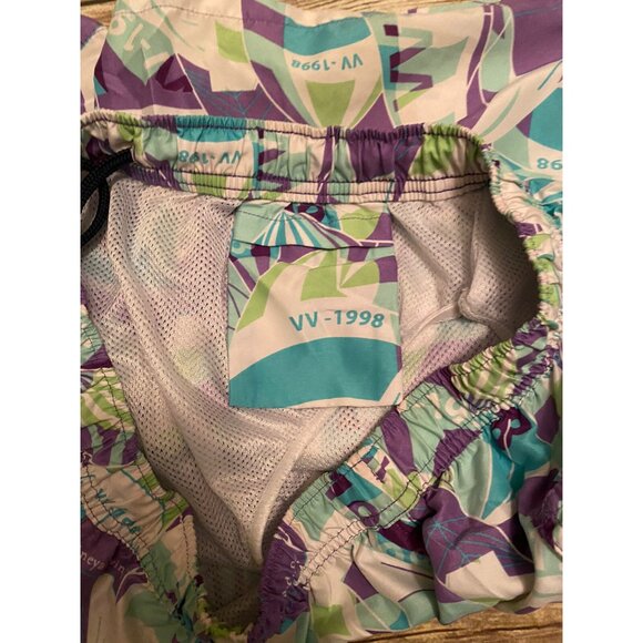 Vineyard Vines Chappy 90's Vibe Swim Trunks Purple Multicolor Men's Size M + Bag - Picture 6 of 10